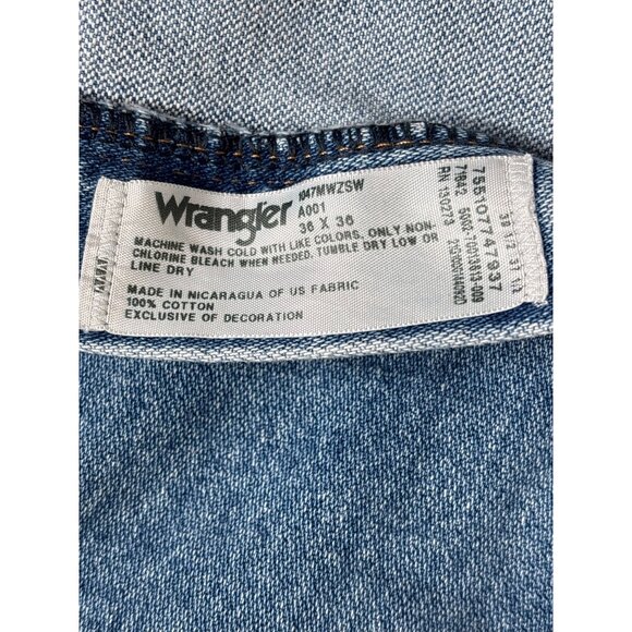 Wrangler 47MWZ Men's Light Wash Straight Leg Jeans Size 36 - Picture 8 of 10